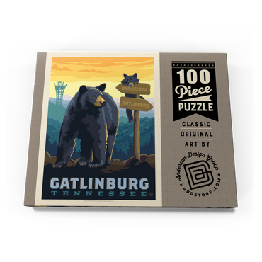 Darstellung des Puzzle Motivs Gatlinburg, Tennessee: Anakeesta Signpost, Vintage Poster 100 Puzzle Schachtel Ansicht3
