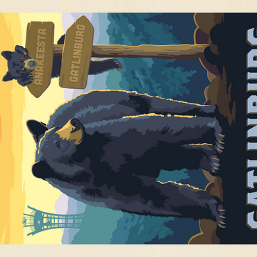 Darstellung des Puzzle Motivs Gatlinburg, Tennessee: Anakeesta Signpost, Vintage Poster 100 Puzzle 3D Modell