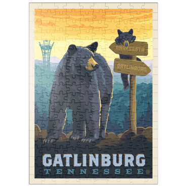 Darstellung des Puzzle Motivs puzzleplate Gatlinburg, Tennessee: Anakeesta Signpost, Vintage Poster 200 Puzzle