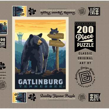 Darstellung des Puzzle Motivs Gatlinburg, Tennessee: Anakeesta Signpost, Vintage Poster 200 Puzzle Schachtel 3D Modell