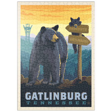 Darstellung des Puzzle Motivs puzzleplate Gatlinburg, Tennessee: Anakeesta Signpost, Vintage Poster 500 Puzzle