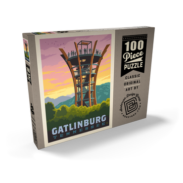 Darstellung des Puzzle Motivs Gatlinburg, Tennessee: Anakeesta Tower, Vintage Poster 100 Puzzle Schachtel Ansicht2