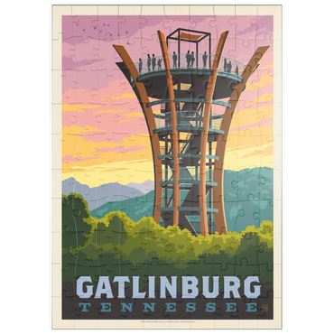 Darstellung des Puzzle Motivs puzzleplate Gatlinburg, Tennessee: Anakeesta Tower, Vintage Poster 100 Puzzle