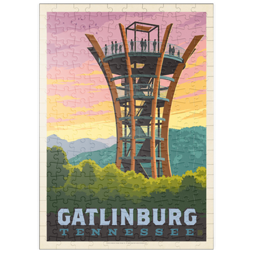Darstellung des Puzzle Motivs puzzleplate Gatlinburg, Tennessee: Anakeesta Tower, Vintage Poster 200 Puzzle