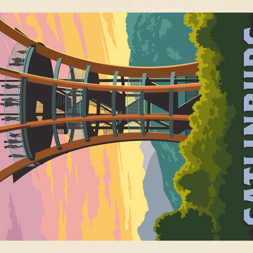 Darstellung des Puzzle Motivs Gatlinburg, Tennessee: Anakeesta Tower, Vintage Poster 200 Puzzle 3D Modell