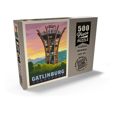 Darstellung des Puzzle Motivs Gatlinburg, Tennessee: Anakeesta Tower, Vintage Poster 500 Puzzle Schachtel Ansicht2