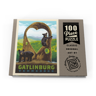 Darstellung des Puzzle Motivs Gatlinburg, Tennessee: Anakeesta Twigloo Cubs, Vintage Poster 100 Puzzle Schachtel Ansicht3