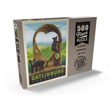 Darstellung des Puzzle Motivs Gatlinburg, Tennessee: Anakeesta Twigloo Cubs, Vintage Poster 500 Puzzle Schachtel Ansicht2