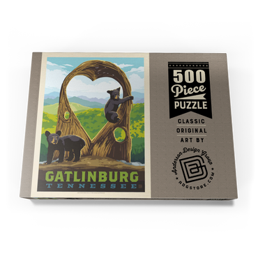 Darstellung des Puzzle Motivs Gatlinburg, Tennessee: Anakeesta Twigloo Cubs, Vintage Poster 500 Puzzle Schachtel Ansicht3