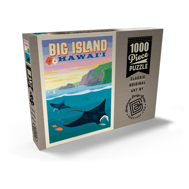 Darstellung des Puzzle Motivs Hawaii: Big Island (Manta Rays), Vintage Poster 1000 Puzzle Schachtel Ansicht2