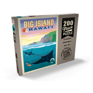 Darstellung des Puzzle Motivs Hawaii: Big Island (Manta Rays), Vintage Poster 200 Puzzle Schachtel Ansicht2