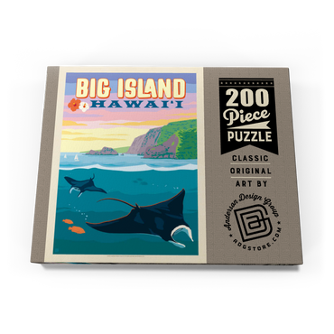 Darstellung des Puzzle Motivs Hawaii: Big Island (Manta Rays), Vintage Poster 200 Puzzle Schachtel Ansicht3