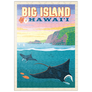 Darstellung des Puzzle Motivs puzzleplate Hawaii: Big Island (Manta Rays), Vintage Poster 200 Puzzle