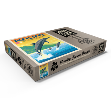 Darstellung des Puzzle Motivs Hawaii: Kaua'i (Dolphins), Vintage Poster 1000 Puzzle Schachtel Ansicht1
