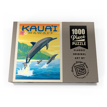 Darstellung des Puzzle Motivs Hawaii: Kaua'i (Dolphins), Vintage Poster 1000 Puzzle Schachtel Ansicht3