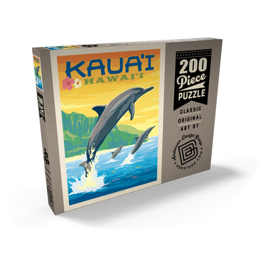 Darstellung des Puzzle Motivs Hawaii: Kaua'i (Dolphins), Vintage Poster 200 Puzzle Schachtel Ansicht2