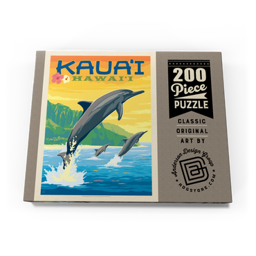 Darstellung des Puzzle Motivs Hawaii: Kaua'i (Dolphins), Vintage Poster 200 Puzzle Schachtel Ansicht3