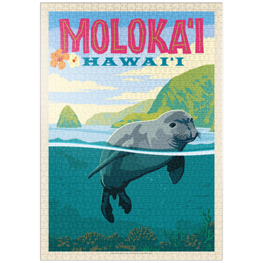 Darstellung des Puzzle Motivs puzzleplate Hawaii: Moloka'i (Monk Seal), Vintage Poster 1000 Puzzle