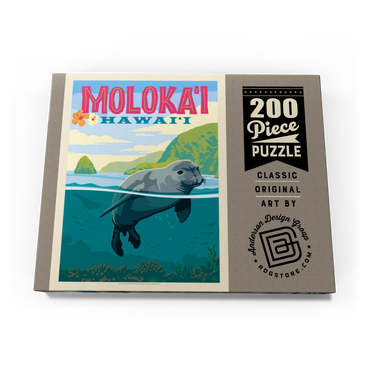 Darstellung des Puzzle Motivs Hawaii: Moloka'i (Monk Seal), Vintage Poster 200 Puzzle Schachtel Ansicht3