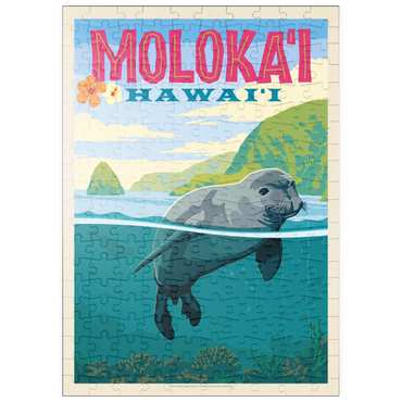 Darstellung des Puzzle Motivs puzzleplate Hawaii: Moloka'i (Monk Seal), Vintage Poster 200 Puzzle