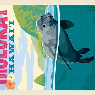 Darstellung des Puzzle Motivs Hawaii: Moloka'i (Monk Seal), Vintage Poster 200 Puzzle 3D Modell