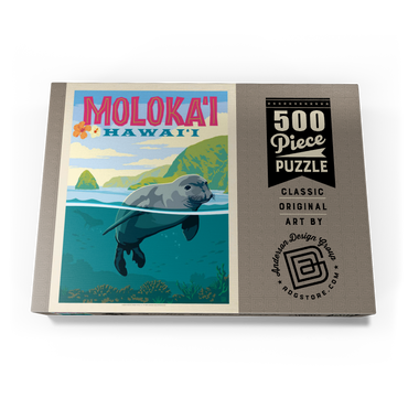 Darstellung des Puzzle Motivs Hawaii: Moloka'i (Monk Seal), Vintage Poster 500 Puzzle Schachtel Ansicht3