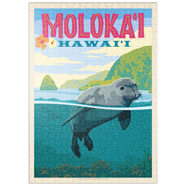 Darstellung des Puzzle Motivs puzzleplate Hawaii: Moloka'i (Monk Seal), Vintage Poster 500 Puzzle