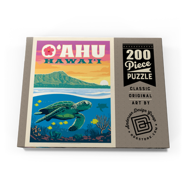 Darstellung des Puzzle Motivs Hawaii: O'ahu (Sea Turtle), Vintage Poster 200 Puzzle Schachtel Ansicht3