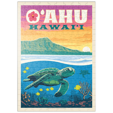 Darstellung des Puzzle Motivs puzzleplate Hawaii: O'ahu (Sea Turtle), Vintage Poster 200 Puzzle