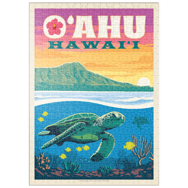Darstellung des Puzzle Motivs puzzleplate Hawaii: O'ahu (Sea Turtle), Vintage Poster 500 Puzzle