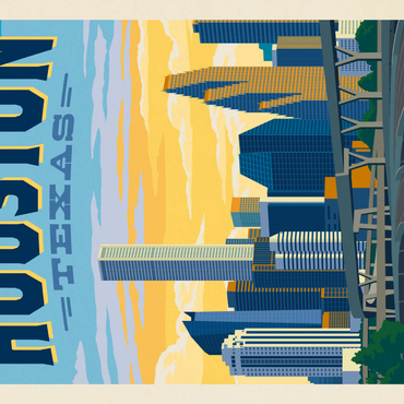 Darstellung des Puzzle Motivs Houston, Texas: City With No Limits, Vintage Poster 1000 Puzzle 3D Modell