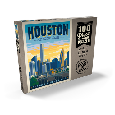 Darstellung des Puzzle Motivs Houston, Texas: City With No Limits, Vintage Poster 100 Puzzle Schachtel Ansicht2