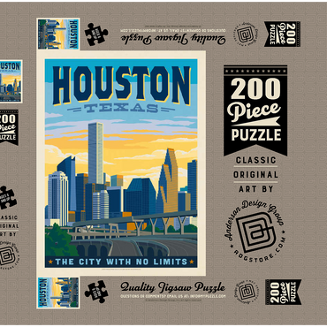Darstellung des Puzzle Motivs Houston, Texas: City With No Limits, Vintage Poster 200 Puzzle Schachtel 3D Modell