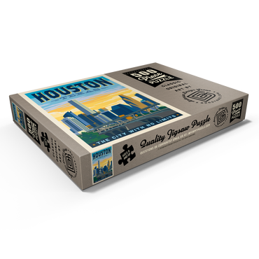 Darstellung des Puzzle Motivs Houston, Texas: City With No Limits, Vintage Poster 500 Puzzle Schachtel Ansicht1