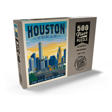 Darstellung des Puzzle Motivs Houston, Texas: City With No Limits, Vintage Poster 500 Puzzle Schachtel Ansicht2