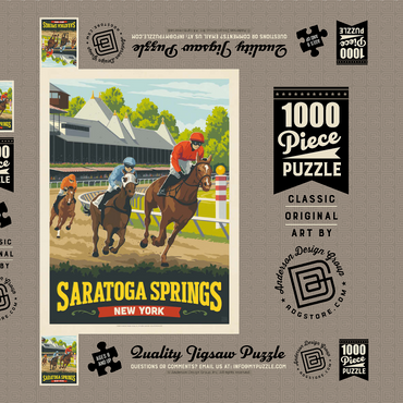 Darstellung des Puzzle Motivs Saratoga Springs, New York, Vintage Poster 1000 Puzzle Schachtel 3D Modell