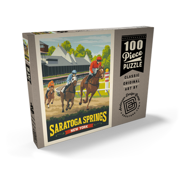 Darstellung des Puzzle Motivs Saratoga Springs, New York, Vintage Poster 100 Puzzle Schachtel Ansicht2