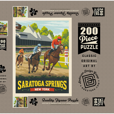 Darstellung des Puzzle Motivs Saratoga Springs, New York, Vintage Poster 200 Puzzle Schachtel 3D Modell