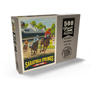 Darstellung des Puzzle Motivs Saratoga Springs, New York, Vintage Poster 500 Puzzle Schachtel Ansicht2