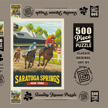 Darstellung des Puzzle Motivs Saratoga Springs, New York, Vintage Poster 500 Puzzle Schachtel 3D Modell