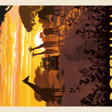 Darstellung des Puzzle Motivs Botswana, Africa, Vintage Poster 500 Puzzle 3D Modell