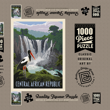 Darstellung des Puzzle Motivs Central African Republic, Vintage Poster 1000 Puzzle Schachtel 3D Modell