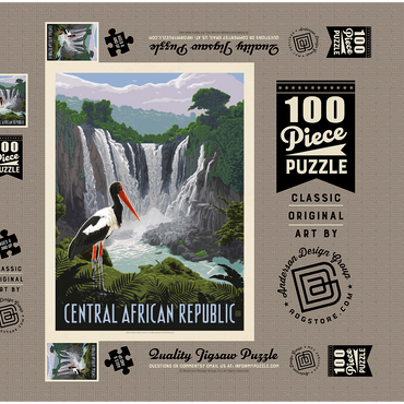 Darstellung des Puzzle Motivs Central African Republic, Vintage Poster 100 Puzzle Schachtel 3D Modell