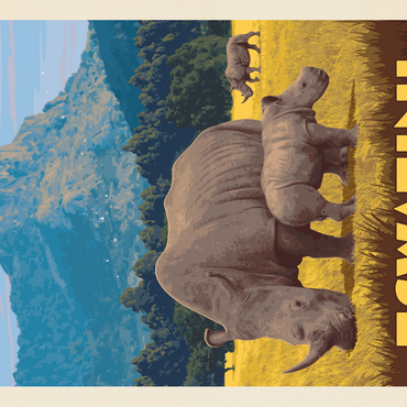 Darstellung des Puzzle Motivs Eswatini, Africa, Vintage Poster 1000 Puzzle 3D Modell