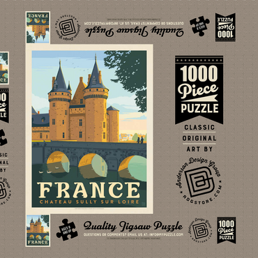 Darstellung des Puzzle Motivs France: Loire Valley, Vintage Poster 1000 Puzzle Schachtel 3D Modell
