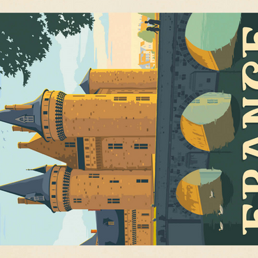 Darstellung des Puzzle Motivs France: Loire Valley, Vintage Poster 100 Puzzle 3D Modell