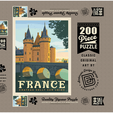 Darstellung des Puzzle Motivs France: Loire Valley, Vintage Poster 200 Puzzle Schachtel 3D Modell