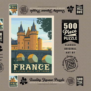 Darstellung des Puzzle Motivs France: Loire Valley, Vintage Poster 500 Puzzle Schachtel 3D Modell