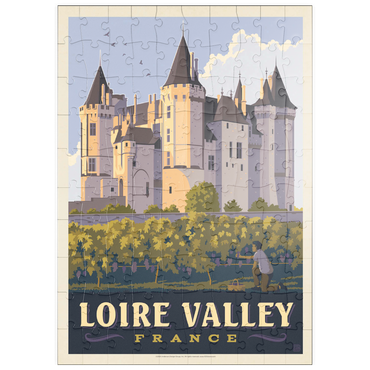 Darstellung des Puzzle Motivs puzzleplate France: Loire Valley, Château de Saumur, Vintage Poster 100 Puzzle