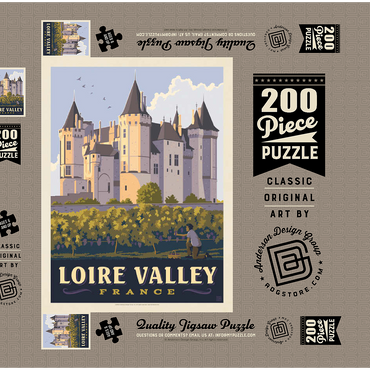 Darstellung des Puzzle Motivs France: Loire Valley, Château de Saumur, Vintage Poster 200 Puzzle Schachtel 3D Modell